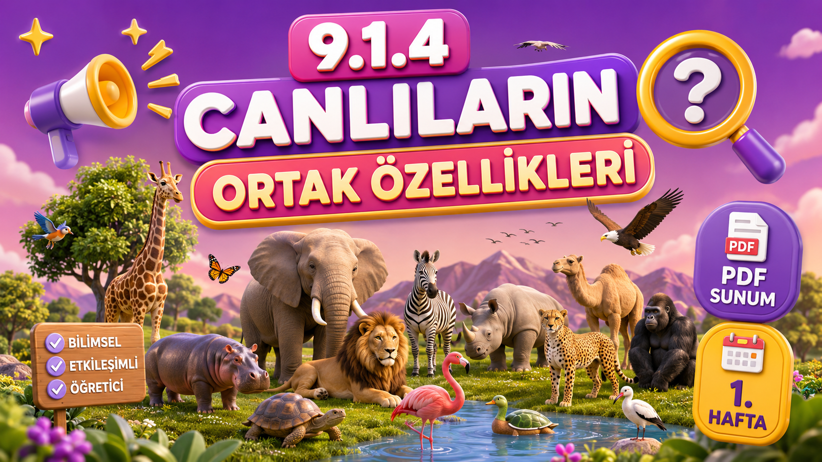 BİY.9.1.4. Çevresindeki canlıların özelliklerini bilimsel olarak gözlemleyebilme - PDF Konu Anlatımı kapak görseli